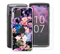 YQINHHME Funda para Crosscall Stellar-M6E (6.1 ") + Protector de Pantalla Cristal Templado, Funda de Silicona Suave Ultrafina Anti-rasguños TPU Carcasa para Crosscall Stellar-M6E - Pared de Flores