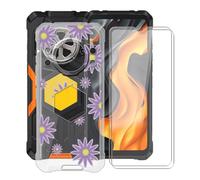 YQINHHME Funda para Cubot Kingkong Power 5 (6.88 ") + 2 X Cristal Templado Protector de Pantalla, Anti-Arañazos Carcasa Ultrafina Suave TPU Cover Case para Cubot Kingkong Power 5 - Flor Purpura