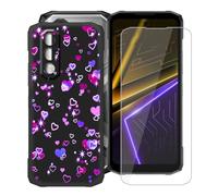 YQINHHME Funda para Doogee Blade 20 MAX (6.60 ") + Cristal Templado Película, Ultrafina Antichoque X Antiarañazos Negro Suave Silicona TPU Case Carcasa para Doogee Blade 20 MAX - Burbujas de Amor