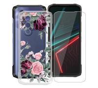 YQINHHME Funda para Doogee Blade 20 Turbo (6.60 ") + Protector de Pantalla Cristal Templado, Funda de Silicona Suave Ultrafina Anti-rasguños TPU Carcasa para Doogee Blade 20 Turbo - Rosa roja