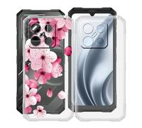 YQINHHME Funda para Doogee Blade GT Pro (6.72 "), 2 Pack Ultrafina Anti-Arañazos TPU Back Case Antichoque Suave Silicona Bumper Carcasa para Doogee Blade GT Pro - Clear + Flor de durazno