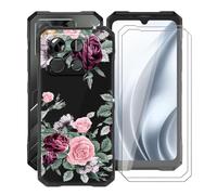 YQINHHME Funda para Doogee Blade GT Pro (6.72 ") + 2 X Cristal Templado Película, Ultrafina Suave Silicona Antichoque Case Negro Antiarañazos TPU Carcasa para Doogee Blade GT Pro - Rosa roja