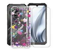 YQINHHME Funda para Doogee Blade GT Pro (6.72 ") + Protector de Pantalla Cristal Templado, Funda de Silicona Suave Ultrafina Anti-rasguños TPU Carcasa Case para Doogee Blade GT Pro - Globo Rosa
