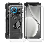 YQINHHME Funda para Doogee Blade20 Play (6.60 ") con 2 Piezas Cristal Templado + 360° Rotación Anillo Soporte, Transparente Suave Silicona Case Anti-Arañazos TPU Carcasa para Doogee Blade20 Play