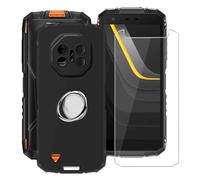YQINHHME Funda para Doogee Fire 3 Pro (5.50 ") con 1 X Cristal Templado + 360° Rotación Anillo Soporte, Negro Anti-Arañazo Suave Silicona TPU Case Carcasa para Doogee Fire 3 Pro