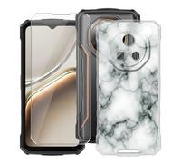 YQINHHME Funda para Doogee Fire 5 Pro (6.60 ") + Protector de Pantalla Cristal Templado, Funda de Silicona Suave Ultrafina Anti-rasguños TPU Carcasa Case para Doogee Fire 5 Pro - Mármol