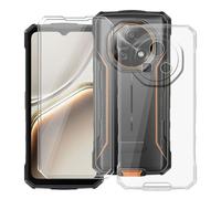 YQINHHME Funda para Doogee Fire 7 (6.60 ") + 2 X Cristal Templado Protector de Pantalla, Antichoque Anti-Arañazos Carcasa Ultrafina Suave TPU Cover Case para Doogee Fire 7 - Transparente