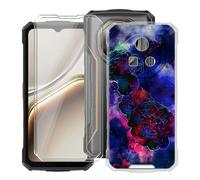 YQINHHME Funda para Doogee Fire 7 (6.60 ") + 2 X Cristal Templado Protector de Pantalla, Antichoque Anti-Arañazos Carcasa Ultrafina Suave TPU Cover Case para Doogee Fire 7 - Rosa de Niebla