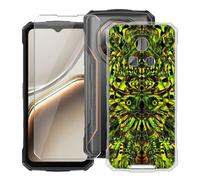 YQINHHME Funda para Doogee Fire 7 (6.60 ") + Protector de Pantalla Cristal Templado, Funda de Silicona Suave Ultrafina Anti-rasguños TPU Carcasa Case para Doogee Fire 7 - Duende Verde