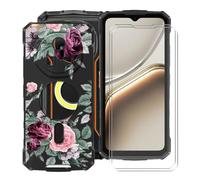 YQINHHME Funda para Doogee Fire 7 Pro (6.56 ") + 2 X Cristal Templado Película, Ultrafina Suave Silicona Antichoque Case Negro Antiarañazos TPU Carcasa para Doogee Fire 7 Pro - Rosa roja