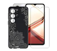 YQINHHME Funda para Doogee Note 56X Pro (6.56 ") + Cristal Templado Película, Ultrafina Antichoque X Antiarañazos Negro Suave Silicona TPU Case Carcasa para Doogee Note 56X Pro - Rosa Negra