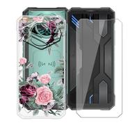 YQINHHME Funda para Doogee S200X VIP (6.72 ") + Protector de Pantalla Cristal Templado, Funda de Silicona Suave Ultrafina Anti-rasguños TPU Carcasa Case para Doogee S200X VIP - Rosa roja