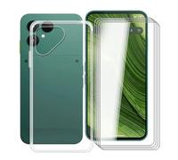 YQINHHME Funda para Fairphone 6 (6.31 ") + 4 X Cristal Templado Protector de Pantalla, Antichoque Anti-Arañazos Carcasa Ultrafina Suave TPU Cover Case para Fairphone 6 - Clear