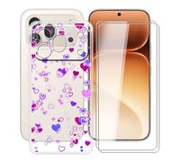 YQINHHME Funda para Honor 600 Pro (6.57 ") + 2 X Cristal Templado Protector de Pantalla, Antichoque Anti-Arañazos Carcasa Ultrafina Suave TPU Cover Case para Honor 600 Pro - Burbuja de Amor