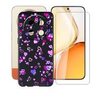 YQINHHME Funda para Honor X80 Pro MAX (6.80 ") + Cristal Templado Película, Ultrafina Antichoque X Antiarañazos Negro Suave Silicona TPU Case Carcasa para Honor X80 Pro MAX - Burbujas de Amor