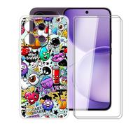 YQINHHME Funda para OPPO Reno16 FS (6.57 ") + 2 X Cristal Templado Protector de Pantalla, Antichoque Anti-Arañazos Carcasa Ultrafina Suave TPU Cover Case para OPPO Reno16 FS - Garabatos
