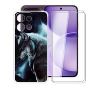 YQINHHME Funda para OPPO Reno16 FS (6.57 ") + 2 X Cristal Templado Protector de Pantalla, Antichoque Anti-Arañazos Carcasa Ultrafina Suave TPU Cover Case para OPPO Reno16 FS - Soledad
