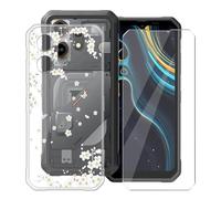 YQINHHME Funda para Oscal Marine 3 (6.56 ") + Protector de Pantalla Cristal Templado, Funda de Silicona Suave Ultrafina Anti-rasguños TPU Carcasa Case para Oscal Marine 3 - Flor Blanca