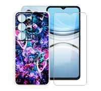 YQINHHME Funda para Oukitel C2 (6.52 ") + Protector de Pantalla Cristal Templado, Funda de Silicona Suave Ultrafina Anti-rasguños TPU Carcasa Case para Oukitel C2 - Dinámico