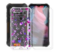 YQINHHME Funda para Oukitel WP23S (6.52 ") + 2 X Cristal Templado Protector de Pantalla, Antichoque Anti-Arañazos Carcasa Ultrafina Suave TPU Cover Case para Oukitel WP23S - Flor Purpura