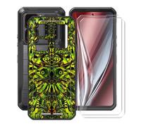 YQINHHME Funda para Oukitel WP300 5G (6.80 ") + 2 X Cristal Templado Película, Ultrafina Suave Silicona Antichoque Case Negro Antiarañazos TPU Carcasa para Oukitel WP300 5G - Duende Verde