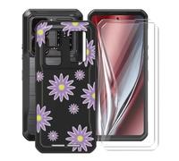 YQINHHME Funda para Oukitel WP300 5G (6.80 ") + 2 X Cristal Templado Película, Ultrafina Suave Silicona Antichoque Case Negro Antiarañazos TPU Carcasa para Oukitel WP300 5G - Flor Morada