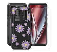 YQINHHME Funda para Oukitel WP300 5G (6.80 ") + Cristal Templado Película, Ultrafina Antichoque X Antiarañazos Negro Suave Silicona TPU Case Carcasa para Oukitel WP300 5G - Flor Morada
