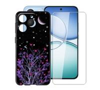 YQINHHME Funda para Realme 15T (6.57 ") + Cristal Templado Película, Ultrafina Antichoque X Antiarañazos Negro Suave Silicona TPU Case Carcasa para Realme 15T - Noche Púrpura