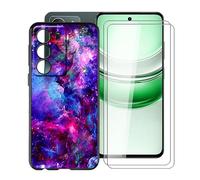 YQINHHME Funda para Realme C71 (6.67 ") + 2 X Cristal Templado Película, Ultrafina Suave Silicona Antichoque Case Negro Antiarañazos TPU Carcasa para Realme C71 - Precioso