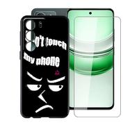 YQINHHME Funda para Realme C71 (6.67 ") + Cristal Templado Película, Ultrafina Antichoque X Antiarañazos Negro Suave Silicona TPU Case Carcasa para Realme C71 - No Tocar
