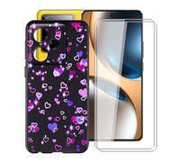 YQINHHME Funda para Realme GT 7T (6.80 ") + 2 X Cristal Templado Película, Ultrafina Suave Silicona Antichoque Case Negro Antiarañazos TPU Carcasa para Realme GT 7T - Burbujas de Amor