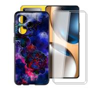 YQINHHME Funda para Realme GT 7T (6.80 ") + 2 X Cristal Templado Película, Ultrafina Suave Silicona Antichoque Case Negro Antiarañazos TPU Carcasa para Realme GT 7T - Nube Rosa