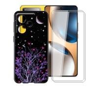 YQINHHME Funda para Realme GT 7T (6.80 ") + 2 X Cristal Templado Película, Ultrafina Suave Silicona Antichoque Case Negro Antiarañazos TPU Carcasa para Realme GT 7T - Noche Púrpura