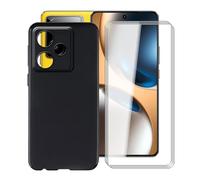 YQINHHME Funda para Realme GT 7T (6.80 ") + 3 X Cristal Templado Película, Ultrafina Suave Silicona Antichoque Negro Case Antiarañazos TPU Case Carcasa para Realme GT 7T - Negro