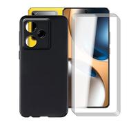 YQINHHME Funda para Realme GT 7T (6.80 ") + 4 X Cristal Templado Película, Ultrafina Suave Silicona Antichoque Negro Case Antiarañazos TPU Case Carcasa para Realme GT 7T - Negro