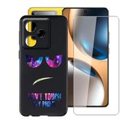 YQINHHME Funda para Realme GT 7T (6.80 ") + Cristal Templado Película, Ultrafina Antichoque X Antiarañazos Negro Suave Silicona TPU Case Carcasa para Realme GT 7T - DUO4
