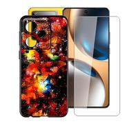 YQINHHME Funda para Realme GT 7T (6.80 ") + Cristal Templado Película, Ultrafina Antichoque X Antiarañazos Negro Suave Silicona TPU Case Carcasa para Realme GT 7T - XT147