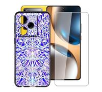 YQINHHME Funda para Realme GT 7T (6.80 ") + Cristal Templado Película, Ultrafina Antichoque X Antiarañazos Negro Suave Silicona TPU Case Carcasa para Realme GT 7T - Espejo
