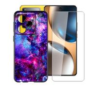 YQINHHME Funda para Realme GT 7T (6.80 ") + Cristal Templado Película, Ultrafina Antichoque X Antiarañazos Negro Suave Silicona TPU Case Carcasa para Realme GT 7T - Precioso