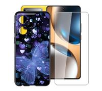 YQINHHME Funda para Realme GT 7T (6.80 ") + Cristal Templado Película, Ultrafina Antichoque X Antiarañazos Negro Suave Silicona TPU Case Carcasa para Realme GT 7T - XT149