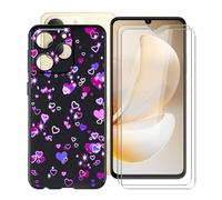 YQINHHME Funda para Realme Note 70T (6.74 ") + 2 X Cristal Templado Película, Ultrafina Suave Silicona Antichoque Case Negro Antiarañazos TPU Carcasa para Realme Note 70T - Burbujas de Amor