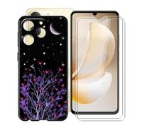 YQINHHME Funda para Realme Note 70T (6.74 ") + 2 X Cristal Templado Película, Ultrafina Suave Silicona Antichoque Case Negro Antiarañazos TPU Carcasa para Realme Note 70T - Noche Púrpura