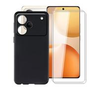 YQINHHME Funda para Realme P4 Pro 5G (6.80 ") + 2 X Cristal Templado Película, Ultrafina Suave Silicona Antichoque Case Negro Antiarañazos TPU Carcasa para Realme P4 Pro 5G - Negro