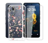 YQINHHME Funda para TCL NxtPaper 70 Pro (6.90 ") + Protector de Pantalla Cristal Templado, Funda de Silicona Suave Ultrafina Anti-rasguños TPU Carcasa Case para TCL NxtPaper 70 Pro - Camelia