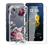 YQINHHME Funda para TCL NxtPaper 70 Pro (6.90 ") + Protector de Pantalla Cristal Templado, Funda de Silicona Suave Ultrafina Anti-rasguños TPU Carcasa Case para TCL NxtPaper 70 Pro - Rosa roja