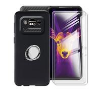 YQINHHME Funda para Ulefone Armor 25T (6.78 ") con 2 Piezas Cristal Templado + 360° Rotación Anillo Soporte, Negro Suave Silicona Case Anti-Arañazos TPU Carcasa para Ulefone Armor 25T