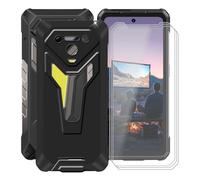YQINHHME Funda para Ulefone Armor 34 Pro (6.95 ") + 3 X Cristal Templado Película, Ultrafina Suave Silicona Antichoque Negro Case Antiarañazos TPU Case Carcasa para Ulefone Armor 34 Pro - Negro