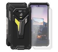 YQINHHME Funda para Ulefone Armor 34 Pro (6.95 ") + 4 X Cristal Templado Película, Ultrafina Suave Silicona Antichoque Negro Case Antiarañazos TPU Case Carcasa para Ulefone Armor 34 Pro - Negro