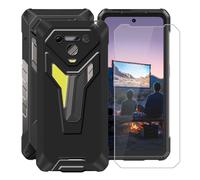 YQINHHME Funda para Ulefone Armor 34 Pro (6.95 ") + Cristal Templado Película, Ultrafina Antichoque X Antiarañazos Negro Suave Silicona TPU Case Carcasa para Ulefone Armor 34 Pro - Negro