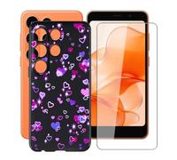 YQINHHME Funda para Ulefone Note 22 (5.0 ") + Cristal Templado Película, Ultrafina Antichoque X Antiarañazos Negro Suave Silicona TPU Case Carcasa para Ulefone Note 22 - Burbujas de Amor